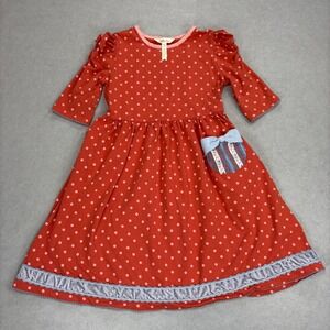 Matilda Jane Girls Sz 8 Heart to Heart Spot on Polka dot knit dress 3/4 sleeve‎